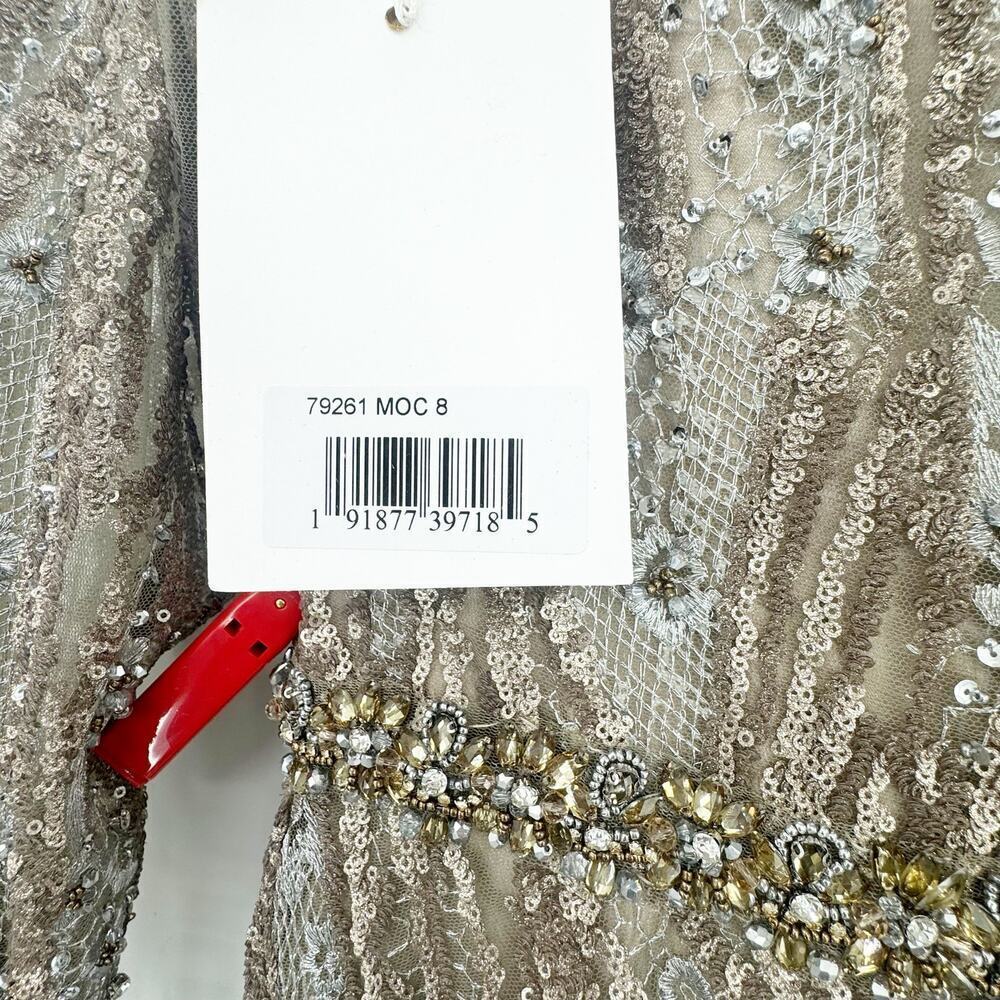 Mac Duggal Embellished Long Sleeve Sequin Lace Gown Dress Size 8 NWT - Picture 9 of 12